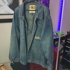 Vintage South Pole Men's Dark Blue Denim Jacket